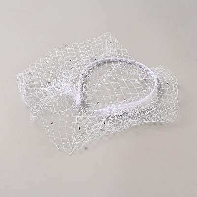 Bridal Rhinestone Mesh Veil Cloth Hair Bands DIY-WH0430-744A-1