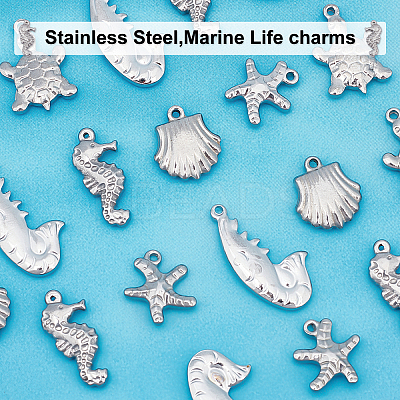 20Pcs 5 Style 201 & 304 Stainless Steel Charms STAS-UN0029-47-1