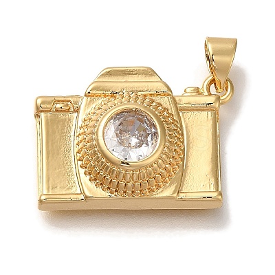 Rack Plating Brass Micro Pave Cubic Zirconia Pendants KK-I720-21G-1