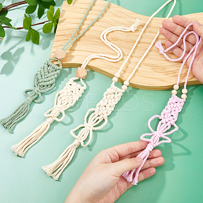 4Pcs 4 Colors Cotton Braided Holder Pendant Decorations HJEW-FH0001-85-1