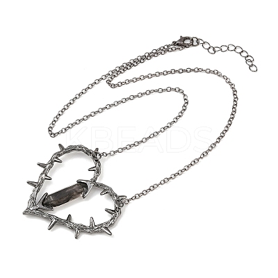 Alloy with Resin Thorned Heart Pendant Necklaces for Women NJEW-Z101-01B-1