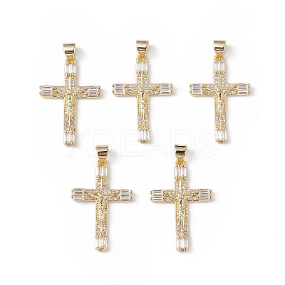 Rack Plating Brass Micro Pave Cubic Zirconia Pendants KK-F848-10G-1