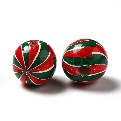 Christmas Theme Printed Natural Wooden Beads WOOD-L020-A05-1