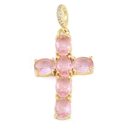 Rack Plating Brass Cubic Zirconia European Dangle Charms KK-P287-47G-02-1