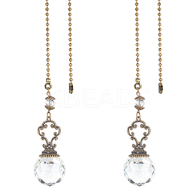 Faceted Glass Round Big Pendant Decorations HJEW-GF0001-09C-1