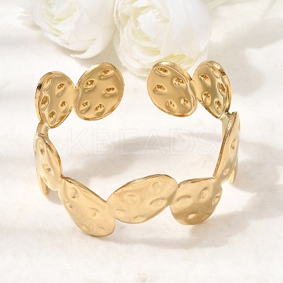 Hammered 304 Stainless Steel Cuff Bangles for Women BJEW-T030-03G-1