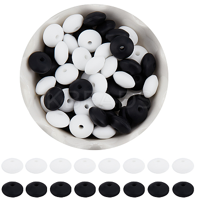 140Pcs 2 Colors Food Grade Eco-Friendly Silicone Abacus Beads SIL-SC0013-71-1