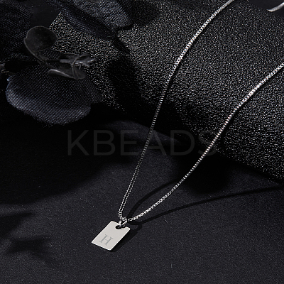 1Pc Stainless Steel Letter Rectangle Pendant Necklaces NJEW-LP0001-34H-P-1