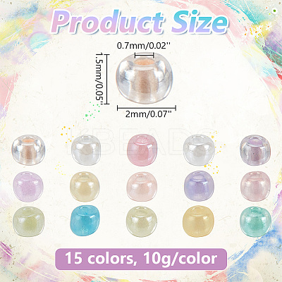 150g 15 Colors Imitation Jade Glass Round Seed Beads GLAA-AR0001-62-1