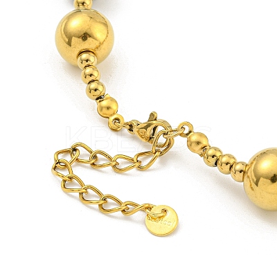 304 Stainless Steel & 201 Stainless Steel Round Beaded Necklaces for Women NJEW-G144-04C-GP-1