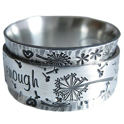 Dandelion with Word Pattern Alloy Finger Rings FS-WG2A4E2-05-1