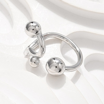 304 Stainless Steel Round Cuff Rings for Women RJEW-A063-01B-P-1
