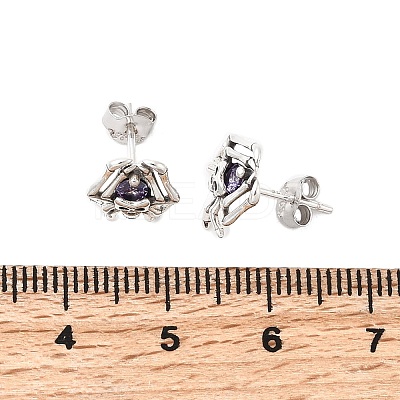 Halloween 925 Sterling Silver Cubic Zirconia Stud Earrings EJEW-P327-01D-AS-1