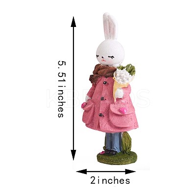 Resin Standing Rabbit Statue Bunny Sculpture Tabletop Rabbit Figurine for Lawn Garden Table Home Decoration ( Pink ) JX083A-1