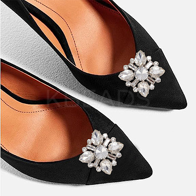 2 Pairs 2 Style Glass Rhinestone Shoe Decorations AJEW-AR0001-78B-1