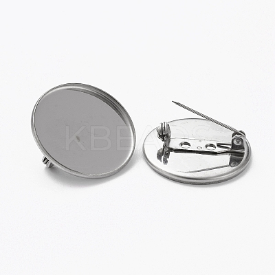 Non-Tarnish 304 Stainless Steel Brooch Cabochon Settings LS-STAS-L253-010A-P-1