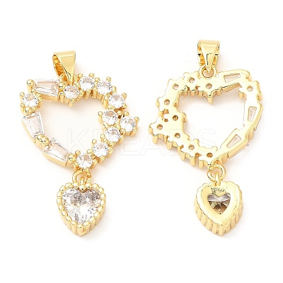 Rack Plating Brass Micro Pave Cubic Zirconia Pendants KK-A185-25G-1