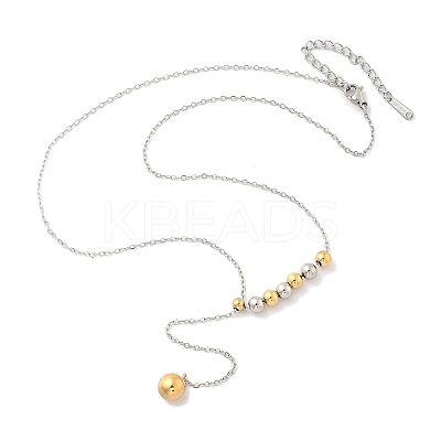 304 Stainless Steel Round Beaded Cable Chain Necklaces NJEW-D319-02A-GP-1