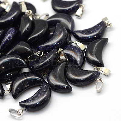 Moon Synthetic Blue Goldstone Pendants G-Q369-08-1