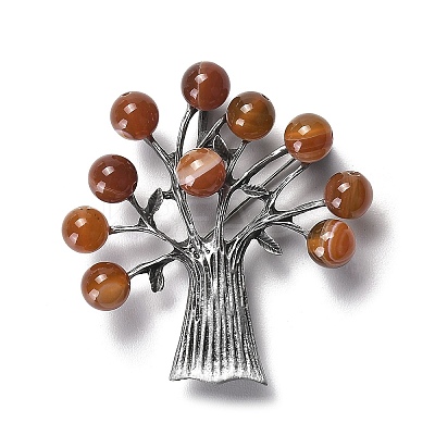 Resin Imitation Agate Tree Brooches JEWB-M033-01AS-01-1