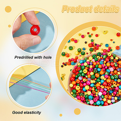 3460pcs 5 Styles Dyed Natural Wood Round Beads WOOD-AR0001-33-1