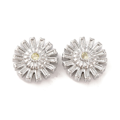 Brass Micro Pave Clear Cubic Zirconia Beads KK-S389-17P-1