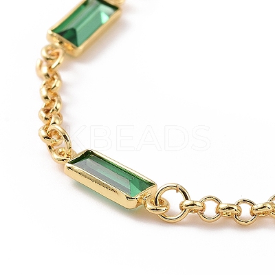 Rectangle Cubic Zirconia Chain Bracelets BJEW-G654-02G-03-1