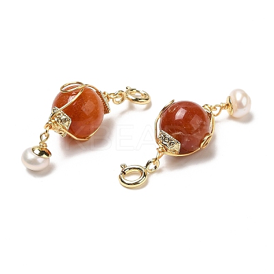 Wire Wrapped Natural Jade Round Pendant Decorations AJEW-P108-06G-1