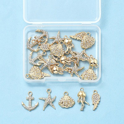 25Pcs 5 Style Alloy Crystal Rhinestone Pendants FIND-FS0004-14-1