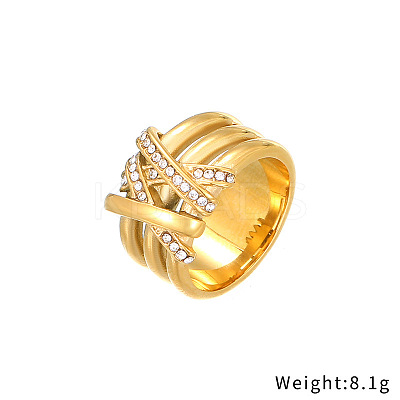 Crystal Rhinestone Wide Finger Ring XA6201-5-1