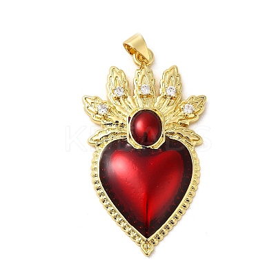 Rack Plating Brass Micro Pave Cubic Zirconia Pendants KK-P241-31G-1