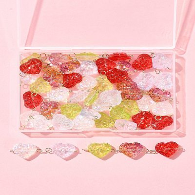 50Pcs Glass Connector Charms PALLOY-FZ00019-1
