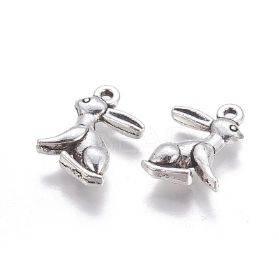 Tibetan Style Alloy Rabbit Pendants X-TIBEP-1437-AS-LF-1