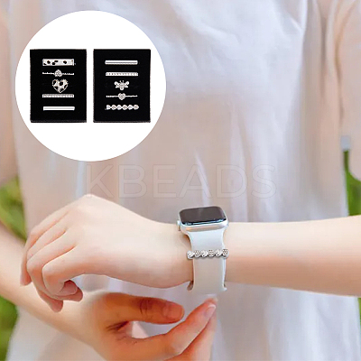 10Pcs 10 Style Rectangle Alloy Watch Band Charms Set with Crystal Rhinestone FIND-DC0004-57-1