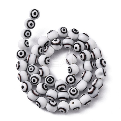 Handmade Evil Eye Lampwork Round Bead Strands LAMP-L055-6mm-1