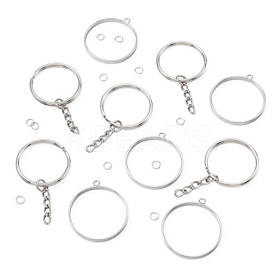5Pcs 304 Stainless Steel Open Back Bezel Pendants STAS-TAD0001-01F-1