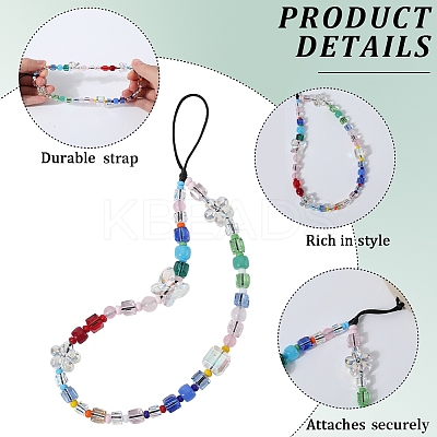 Nylon & Resin & Glass & Glass & Crystal Mobile Straps AJEW-WH20002-56-1