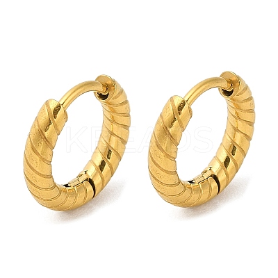 Ion Plating(IP) 304 Stainless Steel Twist Rope Huggie Hoop Earrings EJEW-G374-01A-G-1