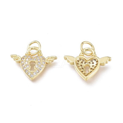 Brass Micro Pave Clear Cubic Zirconia Charms X-ZIRC-L076-051G-1