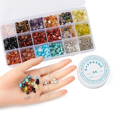 DIY Mixed Stone Chip Beads Jewelry Set Making Kit DIY-FS0002-35-1