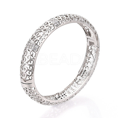 Brass Micro Pave Clear Cubic Zirconia Bracelets BJEW-N035-07P-1
