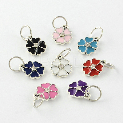 Enamel Style Flower Alloy Rhinestone Charms ENAM-S085-M-1