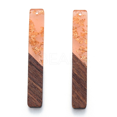 Transparent Resin & Walnut Wood Big Pendants RESI-N025-034-A05-1