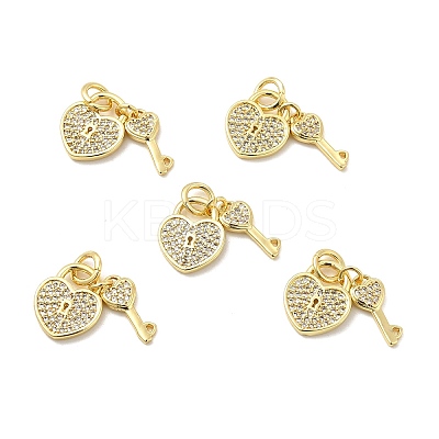 Brass Micro Pave Clear Cubic Zirconia Charms KK-E068-VB178-1