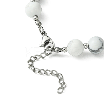 Natural Howlite Beaded Bracelet BJEW-TA00402-02-1