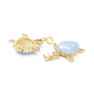 Real 18K Gold Plated Brass Micro Pave Clear Cubic Zirconia Pendants KK-D004-05G-C-1