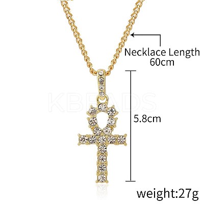 Alloy Crystal Rhinestone Ankh Cross Pendant Necklaces for Women FS-WGA4DD0-09-1