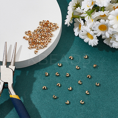 150Pcs Brass Crimp Beads KK-ME0003-52C-1