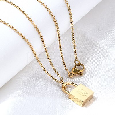 304 Stainless Steel Rolo Chain Pendant Necklaces NJEW-S444-01G-17-1