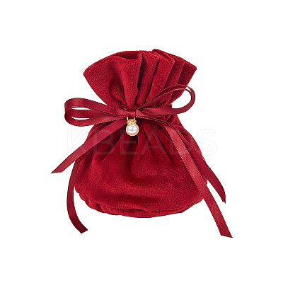 Velvet Jewelry Bags with Drawstring & Plastic Imitation Pearl TP-CJC0001-03A-1